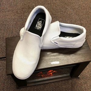 Men’s Vans Perforated leather slip ons, 10